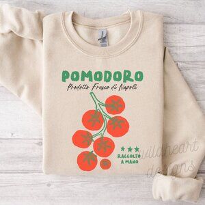 Pomodoro Sweatshirt, Tomato Shirt, Italian Summer Shirt, Tomato Girl - Sand